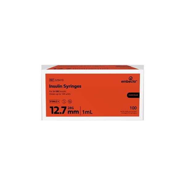 Micro-Fine IV Insulin Syringe/Needle 28gx1/2" 1cc Orange Conventional LDS 100/Bx