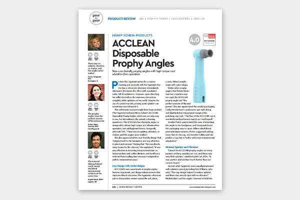 ACCLEAN® Disposable Prophy Angle Product Evaluation in Dental Product Shopper
